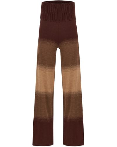 Peraluna Colour Transition Bell Bottom High-waisted Knit Trousers - Brown