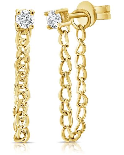 770 Fine Jewelry Diamond Stud Cuban Chain Earring - Metallic