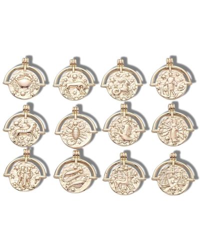 Daniela Janette Double Sided Zodiac Horoscope Sign Constellation Medallion Pendant Charm - Metallic