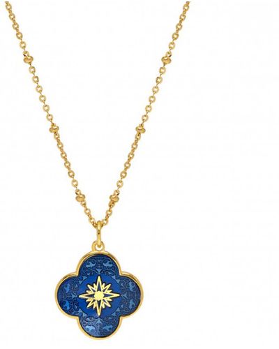 Mirabelle Petal Star Cross Enamel Medal Royal - Blue