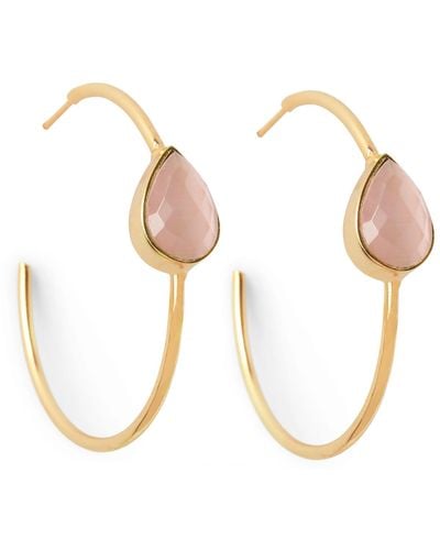 YAA YAA LONDON Spring Life Pink Gemstone Hoop Earrings - Metallic