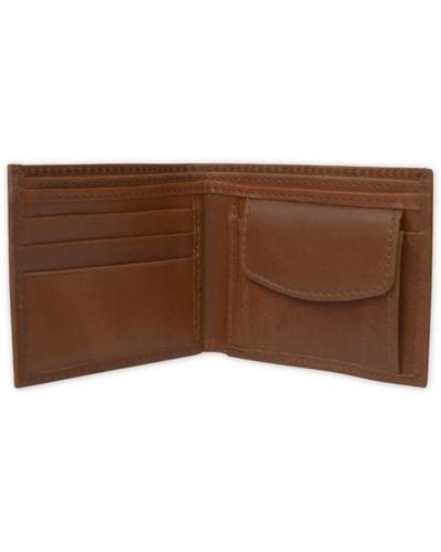 VIDA VIDA Classic Dark Leather Wallet With Coin Pocket - Brown