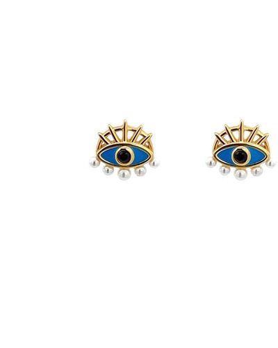 Gosia Orlowska Freya Evil Eye & Pearl Earrings - White
