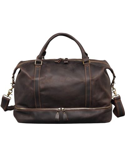 Touri Leather Weekend Bag With Suit Compartment - Black