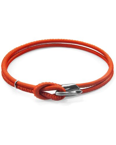 Anchor and Crew Apple Red Orla Silver & Nappa Leather Bracelet