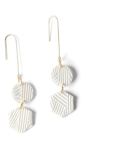 By Chavelli Geometric Dangly Earrings - White