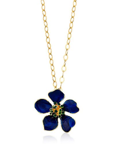 Milou Jewelry Navy Cherry Blossom Flower Necklace - Blue