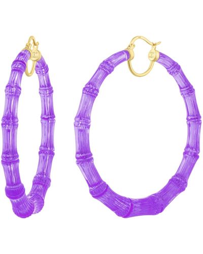 Gold & Honey Xl Bamboo Hoops In Purple Grape