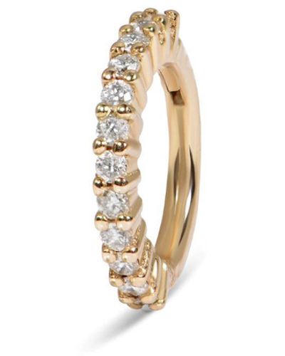 Zohreh V. Jewellery Mini Diamond Eternity Seamless huggie Hoop Earring 9k - White