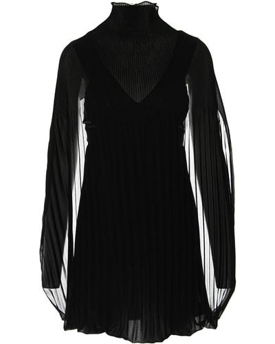 Silvia Serban Mini Pleated Dress & Faux Leather Bustiere Top - Black