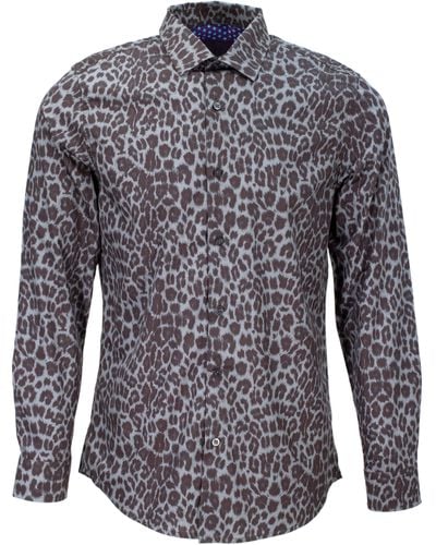 lords of harlech Norman Leopard Shirt - Blue