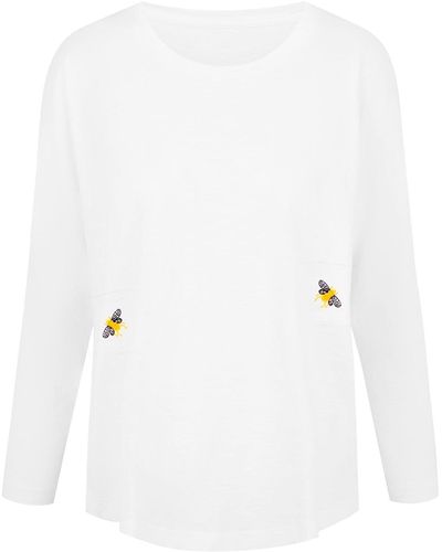 INGMARSON Bee Embroidered Slub T-shirt - White