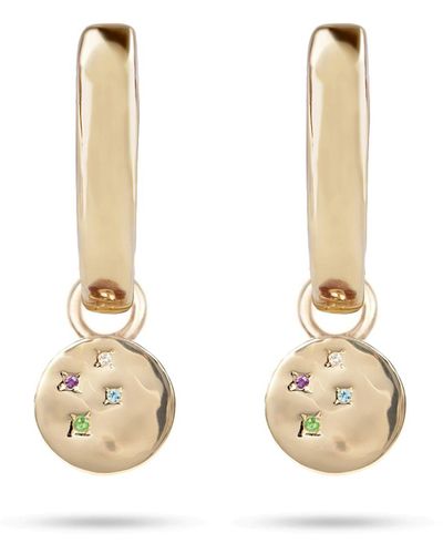 Zohreh V. Jewellery Multi Semi-precious Organic Coin Hoop Earrings 9k - Metallic