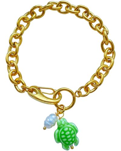 Smilla Brav Ceramic Turtle Pearl Bracelet Dalyan - Yellow