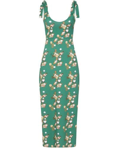 Sophie Cameron Davies Floral Cotton Maxi Dress - Green