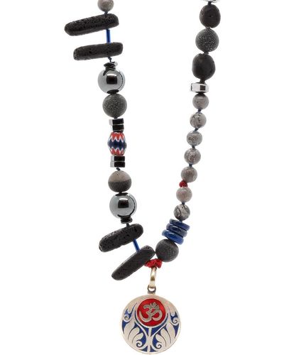 Ebru Jewelry Tibetan Om Necklace - White
