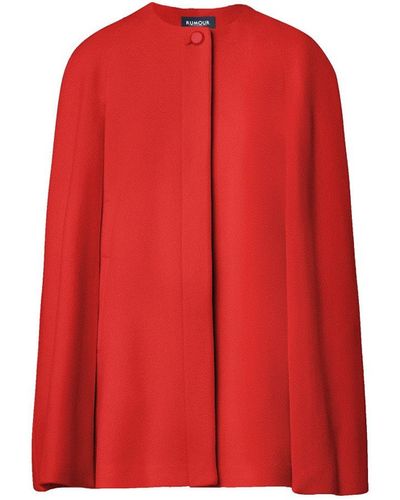 Rumour London Cora Wool & Cashmere-blend Cape Coat In - Red