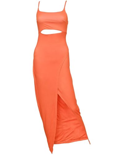 Lezat Selena Modal Cutout Slit Dress - Red