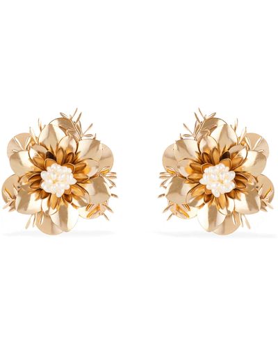 Pats Jewelry Swan Flowers Earrings - Metallic