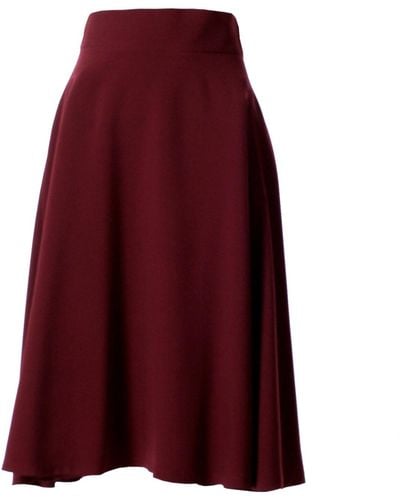 VIKIGLOW Lesly Burgundy A Line Midi Skirt - Purple