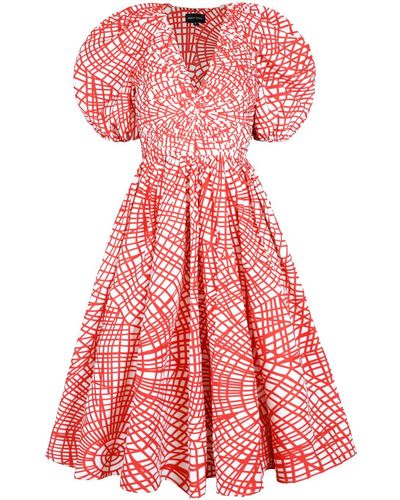 Jessie Zhao New York Gingham Taffeta Midi Dress - Red