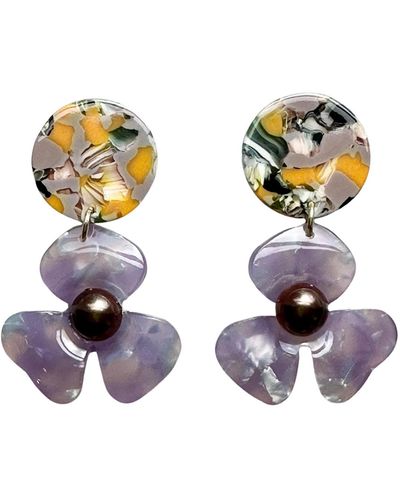 CLOSET REHAB Pearl Water Poppy Drop Earrings In Incognito Mode - Metallic