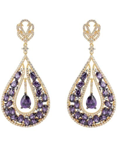 LÁTELITA London Charlotte Teardrop Gemstone Earrings Purple Gold - Blue