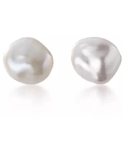 Spero London Baroque Pearl Irregular Stud Earring Sterling - White