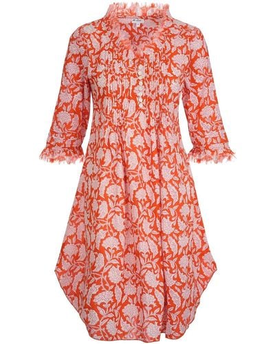 At Last Annabel Cotton Tunic In Flower - Red