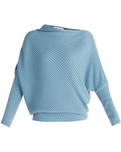 Paisie Draped Knitted Jumper - Blue