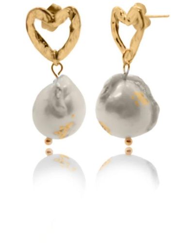 VIEA Freya Heart Baroque Pearl Earrings - Metallic