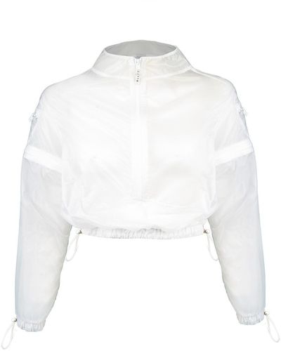 Balletto Athleisure Couture Short Nylon Blouse With Zip-off Sleeves Bianco - White