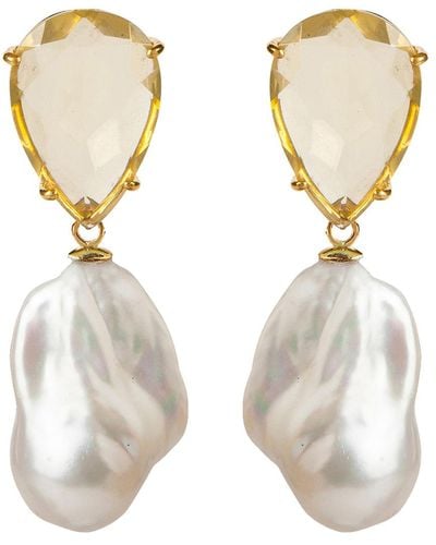 Bounkit Nora Earrings Pearls - Metallic