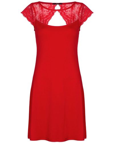 Oh!Zuza Classy Short Nightdress With Lace - Red
