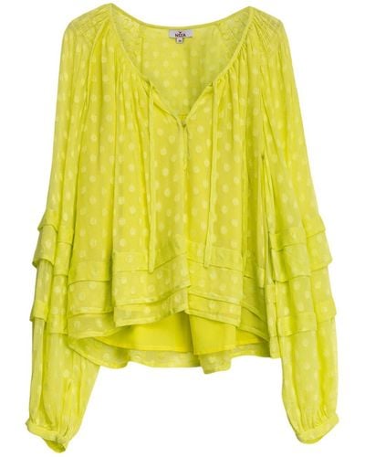 Niza Blouse With Round Neck And Long Sleeves - Yellow
