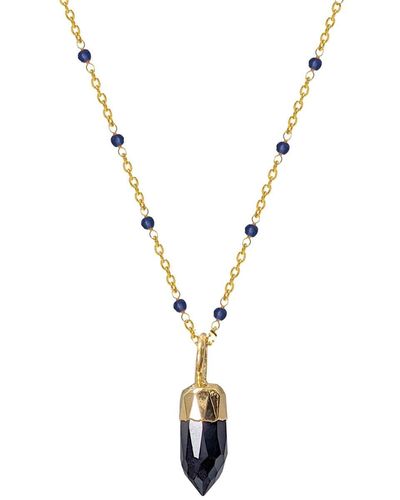 Mirabelle Fancy Sapphire Rosary With Onyx Mini Point - Metallic