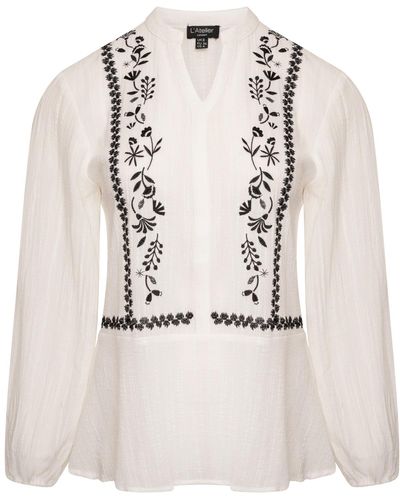 LAtelier London Jaylani Off- Embroidered Blouse - Natural