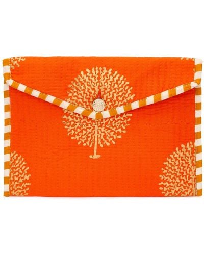 At Last Cotton Clutch Bag In Tangerine & Gold - Orange