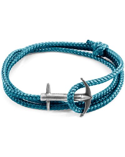 Anchor and Crew Ocean Admiral Anchor Silver & Rope Bracelet - Blue