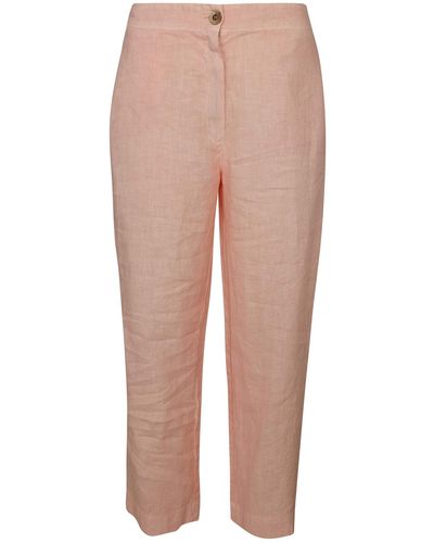 Haris Cotton High Waisted Linen -blend Pants With External Pockets - Natural