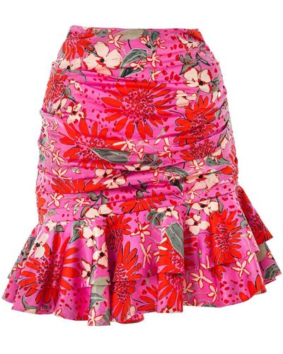 Lita Couture Summer Bouquet Mini Ruffle Skirt - Red