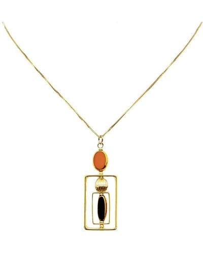 Aracheli Studio Black And Caramel Vintage German Glass Beads Art Deco Necklace - Metallic