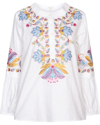 NoLoGo-chic Persian Embroidered Poplin Blouse - White