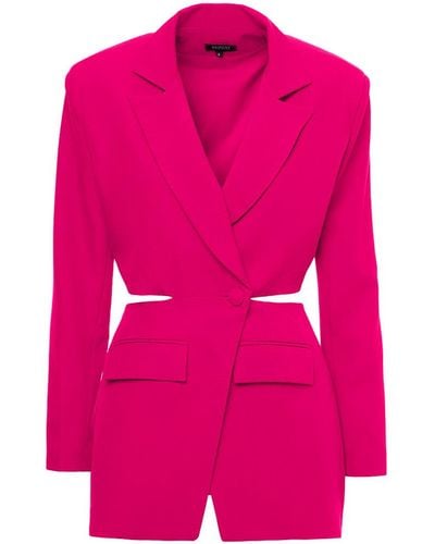 BLUZAT Fuchsia Blazer With Waistline Cut-out - Pink