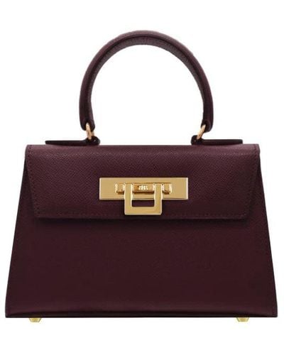 Lalage Beaumont Fonteyn Mignon Dolomite Pebble Print Calf Leather Handbag - Purple
