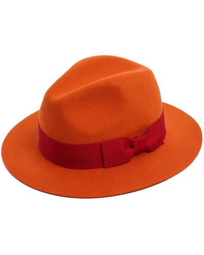 Justine Hats Orange Felt Fedora With Red Band