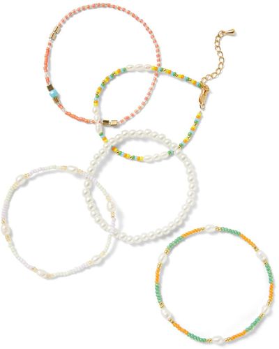 Undefined Jewelry Multicolor Beaded Pearl Bracelets Set Mmrz By Undefined. - Metallic
