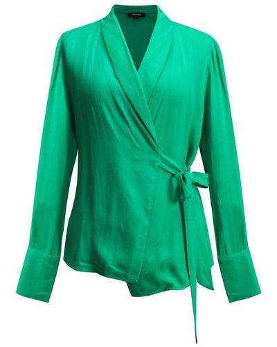Smart and Joy Warp Long Sleeves Blouse - Green