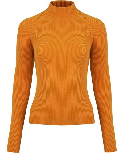 Nocturne Turtleneck Knit Jumper Mustard Yellow - Orange
