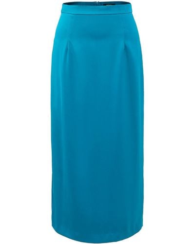 Smart and Joy Midi Straight Skirt - Blue
